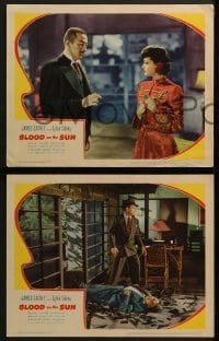 4w744 BLOOD ON THE SUN 3 LCs 1945 great images of John Emery & pretty Sylvia Sidney!