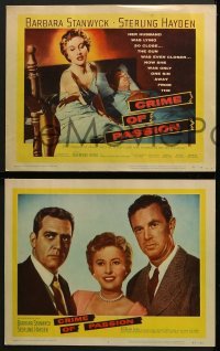 4w133 CRIME OF PASSION 8 LCs 1957 great images of Barbara Stanwyck, Sterling Hayden & Raymond Burr!