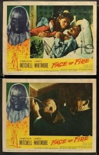 4w516 FACE OF FIRE 7 LCs 1959 Albert Band, townspeople hunt the disfigured man in the woods!