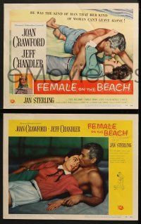 4w171 FEMALE ON THE BEACH 8 LCs 1955 great images of Joan Crawford & Jeff Chandler, Jan Sterling!