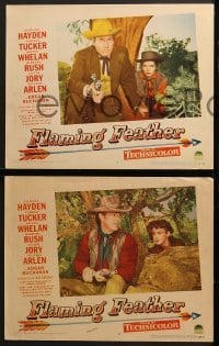 4w757 FLAMING FEATHER 3 LCs 1952 Sterling Hayden, Barbara Rush, Enright, Native American Indians!