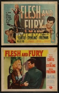 4w179 FLESH & FURY 8 LCs 1952 boxer Tony Curtis, Jan Sterling, Mona Freeman, boxing love triangle!