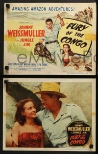 4w189 FURY OF THE CONGO 8 LCs 1951 great images of Johnny Weissmuller as Jungle Jim!