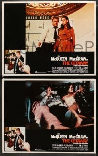 4w194 GETAWAY 8 int'l LCs R1980 Steve McQueen, Ali McGraw, Sam Peckinpah, cool action images!