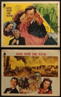 4w764 GONE WITH THE WIND 3 LCs R1947 romantic art of Clark Gable & Vivien Leigh, all-time classic!