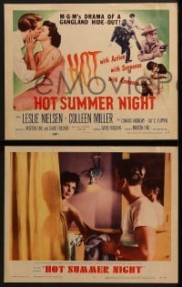 4w218 HOT SUMMER NIGHT 8 LCs 1956 Leslie Nielsen w/ Colleen Miller, drama of a Gangland hide-out!