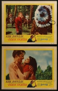 4w579 INDIAN FIGHTER 6 LCs 1955 great images of tough cowboy Kirk Douglas and pretty Elsa Martinelli