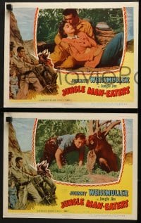 4w252 JUNGLE MAN-EATERS 8 LCs 1954 Hamilton & Johnny Weissmuller as Jungle Jim w/ Tamba the chimp!