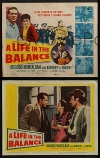 4w274 LIFE IN THE BALANCE 8 LCs 1955 early Ricardo Montalban, Anne Bancroft, Lee Marvin!