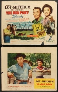 4w386 RED PONY 8 LCs 1949 Robert Mitchum is Myrna Loy's ranch hand, written by John Steinbeck!