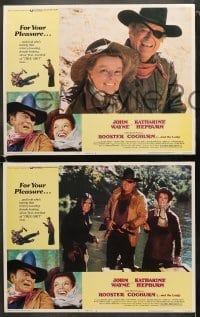 4w717 ROOSTER COGBURN 4 LCs 1975 John Wayne in the title role with eyepatch & Katharine Hepburn!