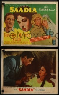4w396 SAADIA 8 LCs 1954 Arab Cornel Wilde, Mel Ferrer & Rita Gam in hot-blooded Morocco!