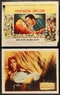4w398 SAFARI 8 LCs 1956 Victor Mature, Janet Leigh, cool images from jungle adventure!