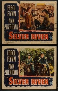 4w651 SILVER RIVER 5 LCs 1948 cowboy Errol Flynn gambles for his life & sexy Ann Sheridan!