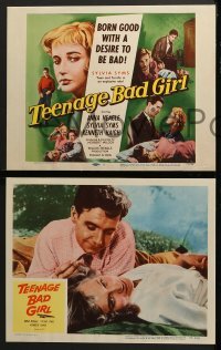 4w452 TEENAGE BAD GIRL 8 LCs 1957 sexy smoking Sylvia Syms was born good with a desire to be bad!