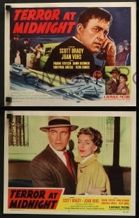 4w453 TERROR AT MIDNIGHT 8 LCs 1956 Scott Brady, Joan Vohs, Frank Faylen, film noir!