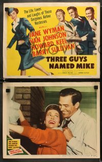 4w458 THREE GUYS NAMED MIKE 8 LCs 1951 Jane Wyman, Howard Keel, Barry Sullivan, Van Johnson