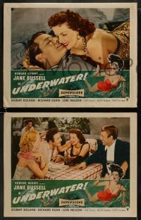 4w826 UNDERWATER 3 LCs 1955 Howard Hughes, sexiest skin diver Jane Russell, Gilbert Roland!