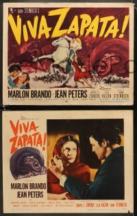 4w482 VIVA ZAPATA 8 LCs 1952 close up of Mexican Marlon Brando with rifle, John Steinbeck