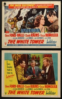 4w489 WHITE TOWER 8 LCs 1950 Glenn Ford, Alida Valli, Claude Rains, dramatic climbing scenes!