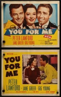 4w497 YOU FOR ME 8 LCs 1952 should pretty Jane Greer marry Peter Lawford or Gig Young, money or love