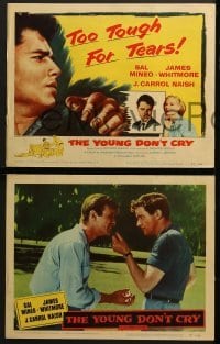 4w498 YOUNG DON'T CRY 8 LCs 1957 images of Sal Mineo, too tough for tears, James Whitmore!