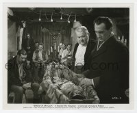 4x240 BRIDES OF DRACULA 8.25x10 still 1960 Peter Cushing as Van Helsing over girl in coffin!