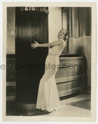 4x517 JOAN CRAWFORD 8x10.25 still 1930s in sexy evening gown holding pillar in office building!