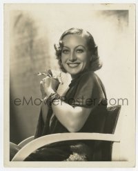 4x518 JOAN CRAWFORD deluxe 8x10 still 1932 great seated smiling portrait holding a flower!