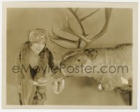 4x669 MYRNA LOY 8x10 still 1928 the sexy Warner Bros. actress being nice to Santa's reindeer!
