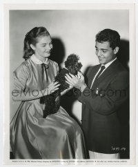 4x815 ROCK PRETTY BABY candid 8.25x10 still 1957 Luana Patten introduces her poodle to Sal Mineo!