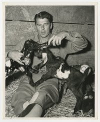 4x823 RONALD REAGAN 8x10 news photo 1953 at his California ranch giving beer to baby goats!