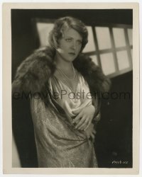 4x832 RUTH CHATTERTON 8x10.25 still 1920s great close portrait wearing pearl necklace & fur!