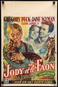 4y246 YEARLING Belgian 1947 Gregory Peck, Jane Wyman, Claude Jarman Jr., classic, rare!