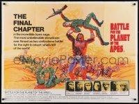 4y406 BATTLE FOR THE PLANET OF THE APES British quad 1973 great sci-fi artwork of war between apes & humans!