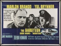 4y451 MORITURI British quad 1965 art of Marlon Brando & Nazi captain Yul Brynner, The Saboteur!