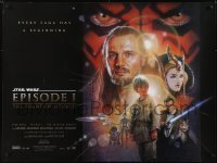 4y459 PHANTOM MENACE DS British quad 1999 Star Wars Episode I, Anakin Skywalker, Vader shadow!