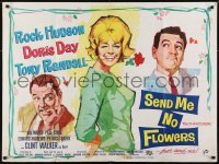 4y467 SEND ME NO FLOWERS British quad 1964 different art of Rock Hudson, Doris Day & Tony Randall!