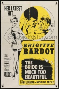 4y060 BRIDE IS MUCH TOO BEAUTIFUL Canadian 1sh 1961 sexy barely-dressed Brigitte Bardot!