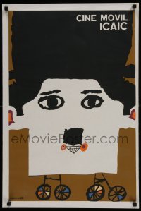 4y022 CINE MOVIL silkscreen Cuban 1969 wacky completely different Bachs artwork of Charlie Chaplin!