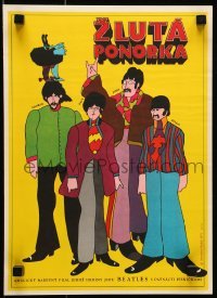 4y145 YELLOW SUBMARINE Czech 11x16 1971 cool Sladek art of Beatles John, Paul, Ringo & George!
