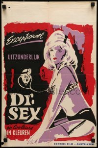 4y027 DR. SEX Belgian 1964 Ted V. Mikels, undressed uncut version in flaming color & Skin-A-Rama!