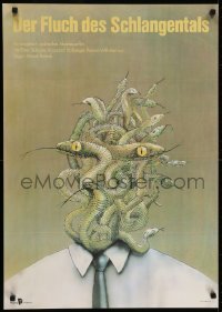 4y157 CURSE OF SNAKES VALLEY East German 23x32 1989 completely wild snake-head artwork!