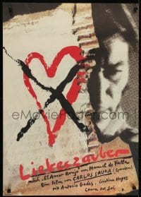 4y179 LOVE THE MAGICIAN East German 23x32 1988 Carlos Saura, heart crossed out and sad person!