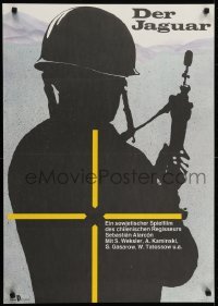 4y198 YAGUAR East German 23x32 1988 Sabastian Alarcon, cool artwork of soldier with rifle!
