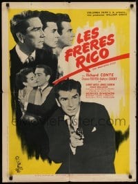 4y597 BROTHERS RICO French 24x32 1958 the terrifying story of 3 manhunted brothers & their women!