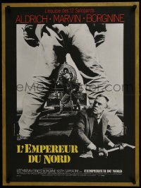 4y606 EMPEROR OF THE NORTH POLE French 23x31 1973 Lee Marvin, Ernest Borgnine, cool Ferracci design