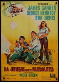 4y630 PINK JUNGLE French 23x32 1968 art of James Garner & George Kennedy in South America!