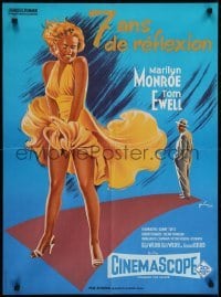 4y636 SEVEN YEAR ITCH French 23x31 R1970s best Grinsson art of Marilyn Monroe's skirt blowing!