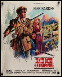 4y664 DANIEL BOONE FRONTIER TRAIL RIDER French 18x22 1966 pioneer Fess Parker in coonskin hat!